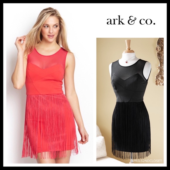❤️SOLD❤️BLACK V-NECK FRINGE COCKTAIL DRESS A3C - Picture 8 of 8